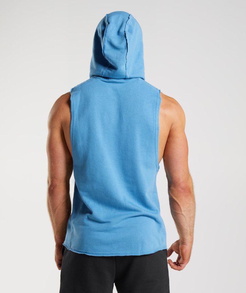 Men's Gymshark Legacy Drop Arm Hoodie Blue | NZ 9JBQZT